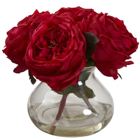 8&#x22; Fancy Roses in Glass Vase